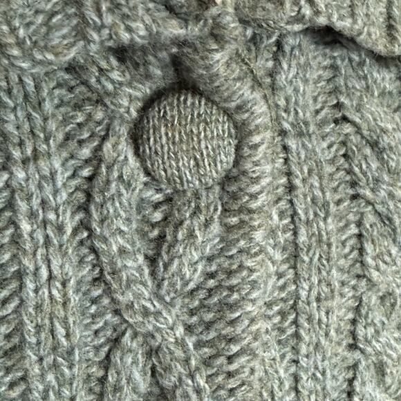 Anthropologie Sleeping on Snow Cardigan Sweater XL Cable Knit Lace Cuff Sleeves - Picture 5 of 16